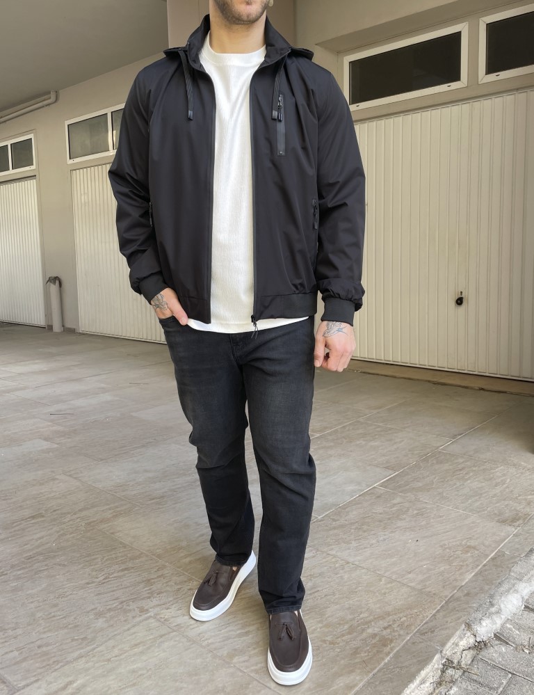 Ανδρικό μαύρο Jacket με κουκούλα WS8032 φωτογραφία